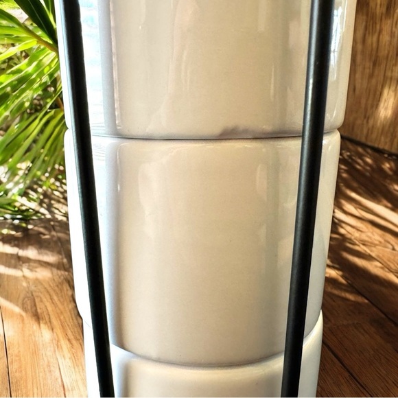 Espresso Cup Set with Stand - White Earthenware, 4 Stackable Mugs - Picture 10 of 11